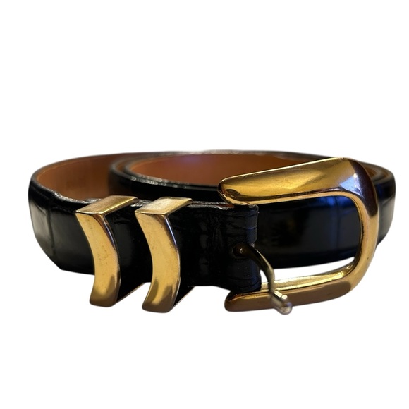 Onyx by Brighton Black Croc Embossed Leather Belt 2X - Picture 4 of 8